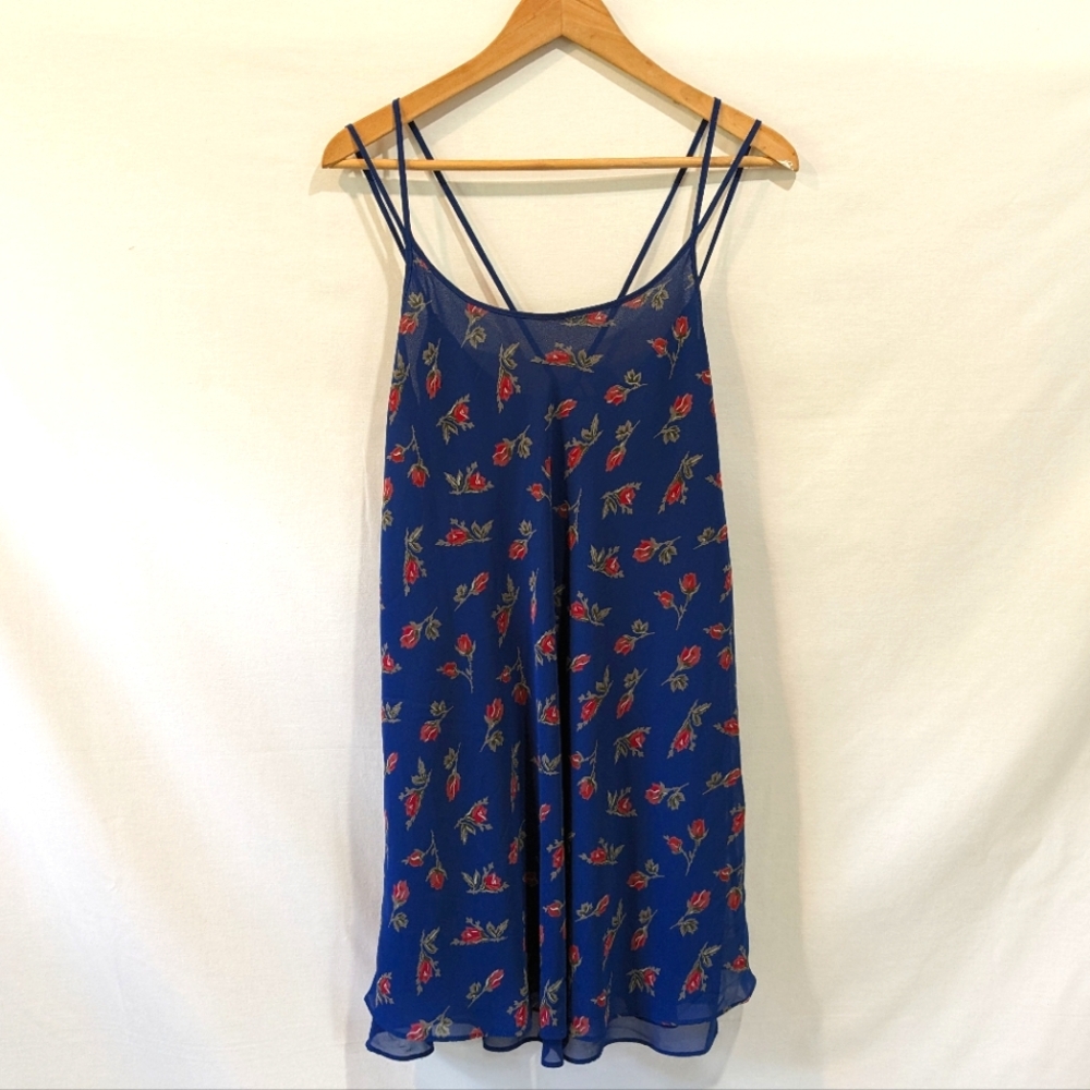 Vintage NWT Amelia's Rose Bud Blue Slip Dress Nightie Size Medium